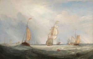 Helvoetsluys; - the City of Utrecht, 64, Going to Sea, 1832 (oil on canvas)