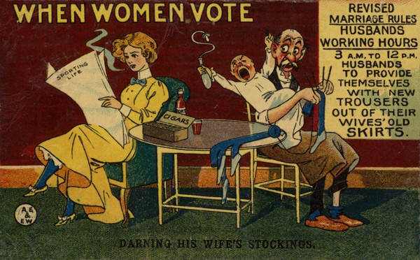 When Women Vote (colour litho), English School, (20th century) / Private Collection / © Look and Learn / Elgar Collection