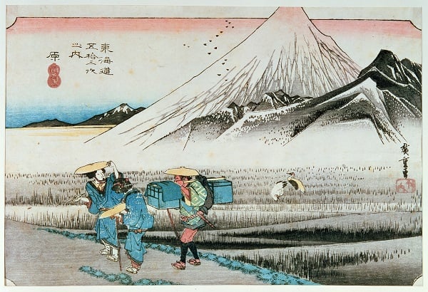WHT161683 Fuji in the Morning (woodblock print) by Hiroshige, Ando or Utagawa (1797-1858); Whitworth Art Gallery, The University of Manchester, UK; PERMISSION REQUIRED FOR NON EDITORIAL USAGE; Japanese, out of copyright PLEASE NOTE: The Bridgeman Art Library works with the owner of this image to clear permission. If you wish to reproduce this image, please inform us so we can clear permission for you.