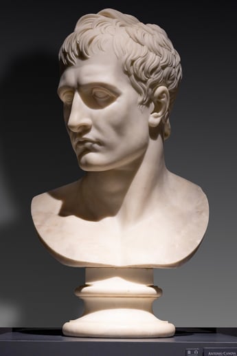 Image of Napoleon, 1804-09 (Carrara marble),Canova, Antonio (1757-1822) / Italian,  Ghigo Roli,Pazzo Cusani, Milan, Italy, ©  Ghigo Roli / Bridgeman Images
