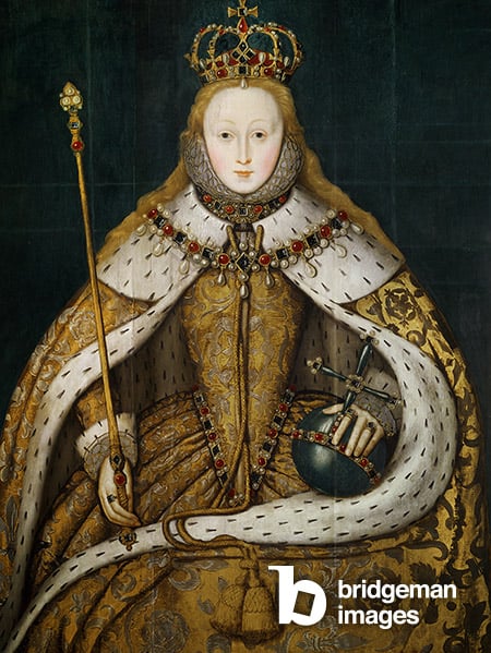 Queen Elizabeth I, c.1600 (oil on panel), English School, (16th century)  National Portrait Gallery, London, UK  Bridgeman Images