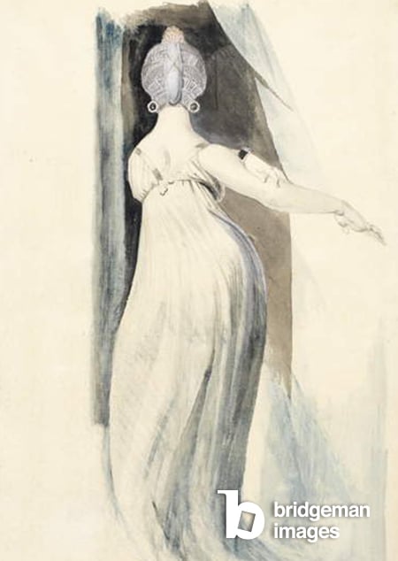 Standing woman seen from the back, c. 1796-1800 (Graphite, brush and watercolour, heightened with white opaque watercolour), Henry Fuseli, (1741-1825) / The Courtauld, London Photo © The Samuel Courtauld Trust, The Courtauld Gallery, London / Bridgeman Images
