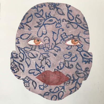 illustration image of a face covered with tattoos Tattoo, 2020,(ink print), Thompson-Engels, Sarah  Private Collection  © Sarah Thompson-Engels  Bridgeman Images 6219409