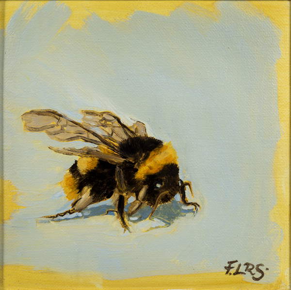 painting of a Bee , oil on canvas, 2019, Sanders, Francesca  Private Collection  © Francesca Sanders  Bridgeman Images 5981443