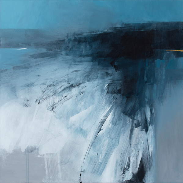 abstract painting of a Rising Sea, white, grey, blue and black 2019 (mixed media on canvas), Canning, Neil (b.1960)  Private Collection  © Neil Canning  Bridgeman Images 6354218