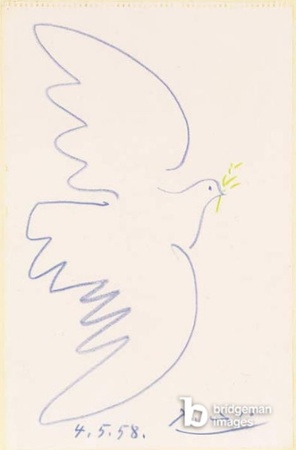 Colombe, 4th May 1958 (wax crayon on paper), Pablo Picasso (1881-1973) / Private Collection / Photo © Christie's Images / © Succession Picasso / DACS, London 2022 / Bridgeman Images