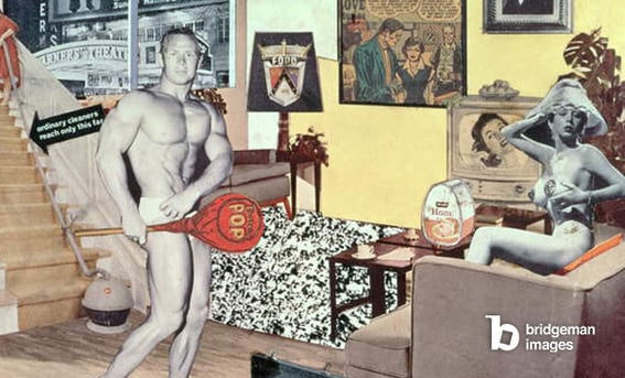 “Just what is it that makes today’s homes so different, so appealing?”, 1956 (collage), Richard Hamilton, (1922-2011) / Kunsthalle, Tubingen, Germany