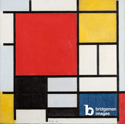 Piet Mondrian, Composition with large red plane, yellow, black, gray and blue, 1921 (oil on canvas), / Haags Gemeentemuseum, The Hague, Netherlands / © Kunstmuseum den Haag / © Mondrian/Holtzman Trust / Bridgeman Images