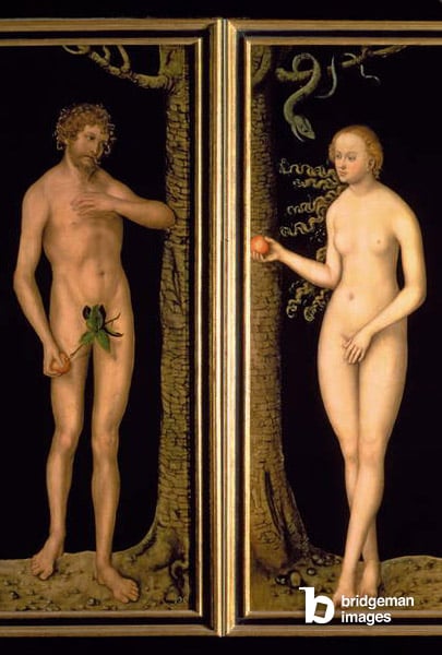 Adam and Eve, 1537 (panel), Lucas Cranach the Elder (1472-1553) / Kunsthistorisches Museum, Vienna, Austria / Bridgeman Images
