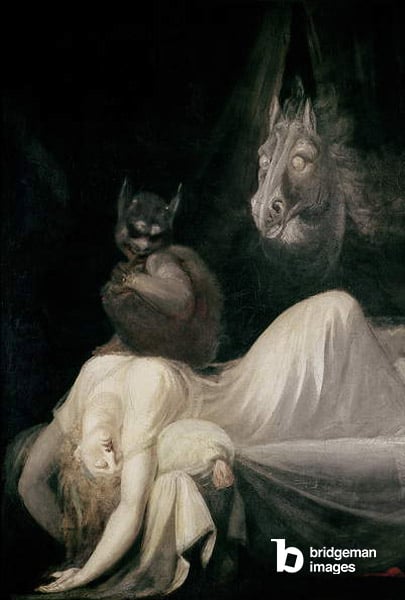The Nightmare, 1790-91 (oil on canvas), Henry Fuseli / Goethe Museum, Frankfurt, Germany / Peter Willi / Bridgeman Images