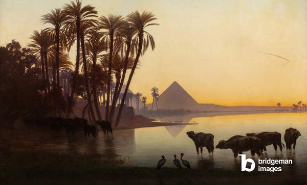 Along the Nile at Gyzeh, c.1850s (oil on canvas), Frere, Charles Theodore (Bey) (1814-88) / Dahesh Museum of Art, New York, USA / © Dahesh Museum of Art, New York / Bridgeman Images