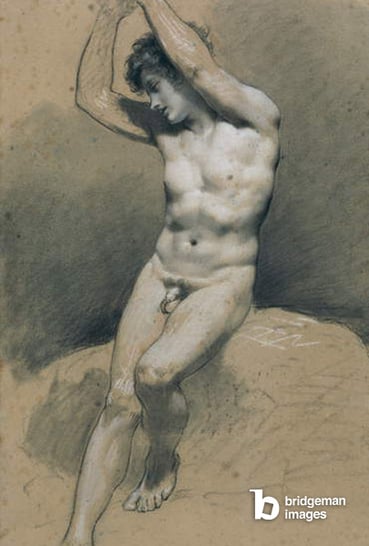 Study of a Young Nude Boy (pencil on paper), Pierre-Paul Prud’hon (1758-1823) / Musee Conde, Chantilly, France