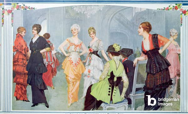 Illustration of a Fashion Show at the Maison Beer by Rene Lelong