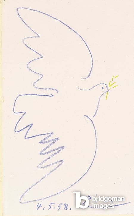 Colombe, 4th May 1958 (wax crayon on paper), Pablo Picasso (1881-1973) / Private Collection / Photo © Christie's Images / © Succession Picasso / DACS, London 2022 / Bridgeman Images