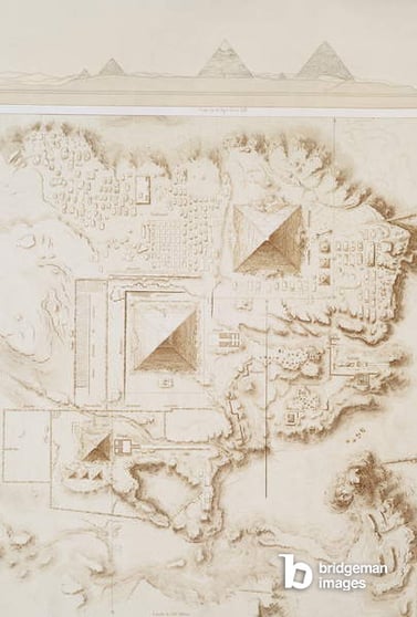 Plan of part of the Memphis necropolis, Giza Plateau (engraving) / Bridgeman Images