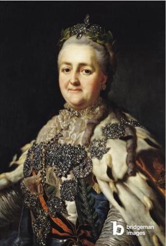 Portrait of Catherine II (1729-96) of Russia (oil on canvas), Roslin, Alexander (1718-93) / Swedish © Bridgeman Images 