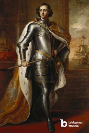 Peter the Great, Tsar of Russia, 1698 (oil on canvas), Kneller, Godfrey (1646-1723) / English, Royal Collection Trust, Painted for William III /© Royal Collection / Royal Collection Trust © Her Majesty Queen Elizabeth II, 2022 / Bridgeman Images