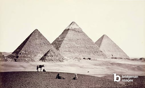  The Pyramids of El-Geezah, from the South-West, 1858 (b/w photo) / The Stapleton Collection / Bridgeman Images 