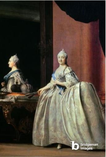 Empress Catherine II before the mirror, 1779 (oil on canvas), Erichsen, Vigilius (1722-82) / Danish © Bridgeman Images 